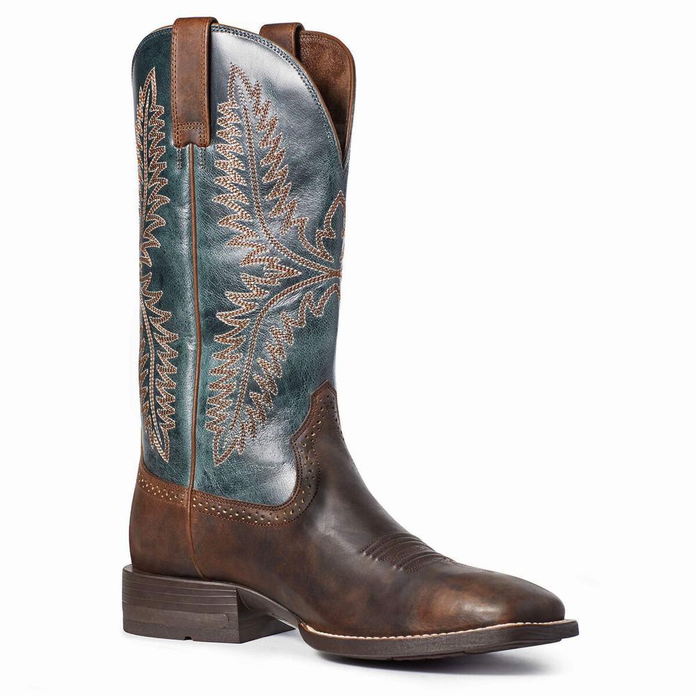 Brown Men's Ariat Caprock Western Boots | 0493-KWEBL