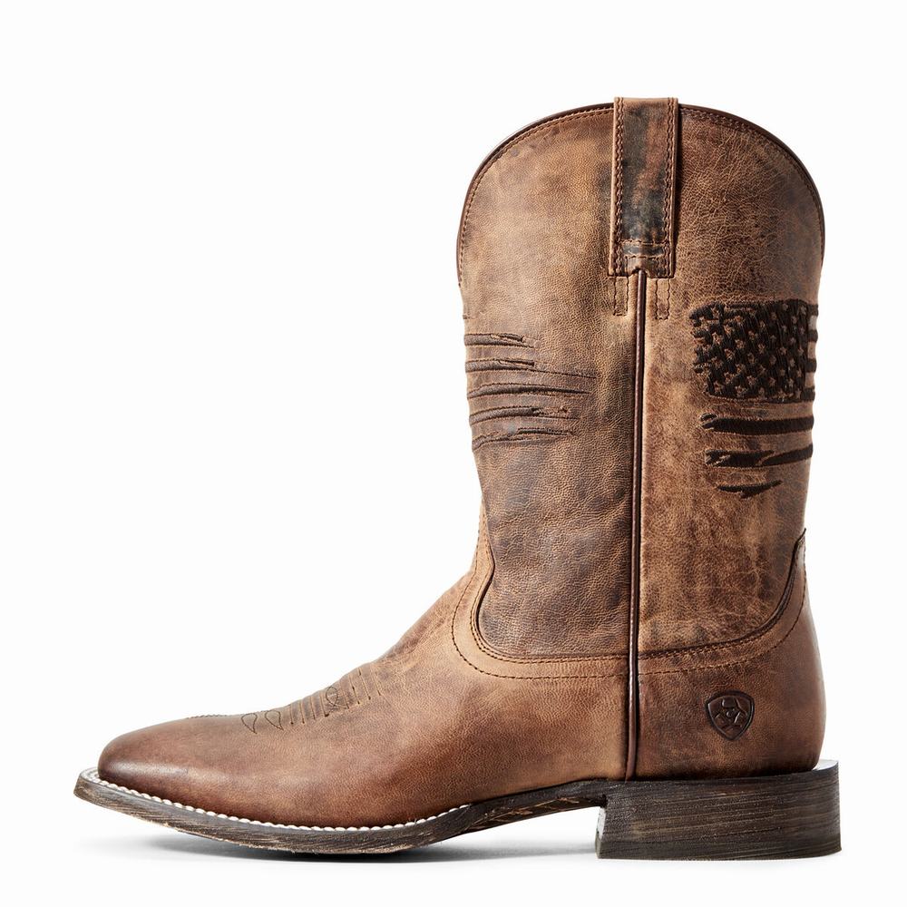 Brown Men's Ariat Circuit Patriot Western Boots | 3495-WUEOD