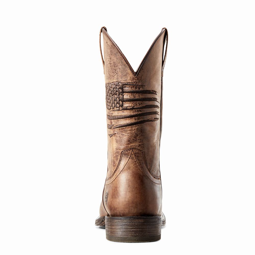 Brown Men's Ariat Circuit Patriot Western Boots | 3495-WUEOD