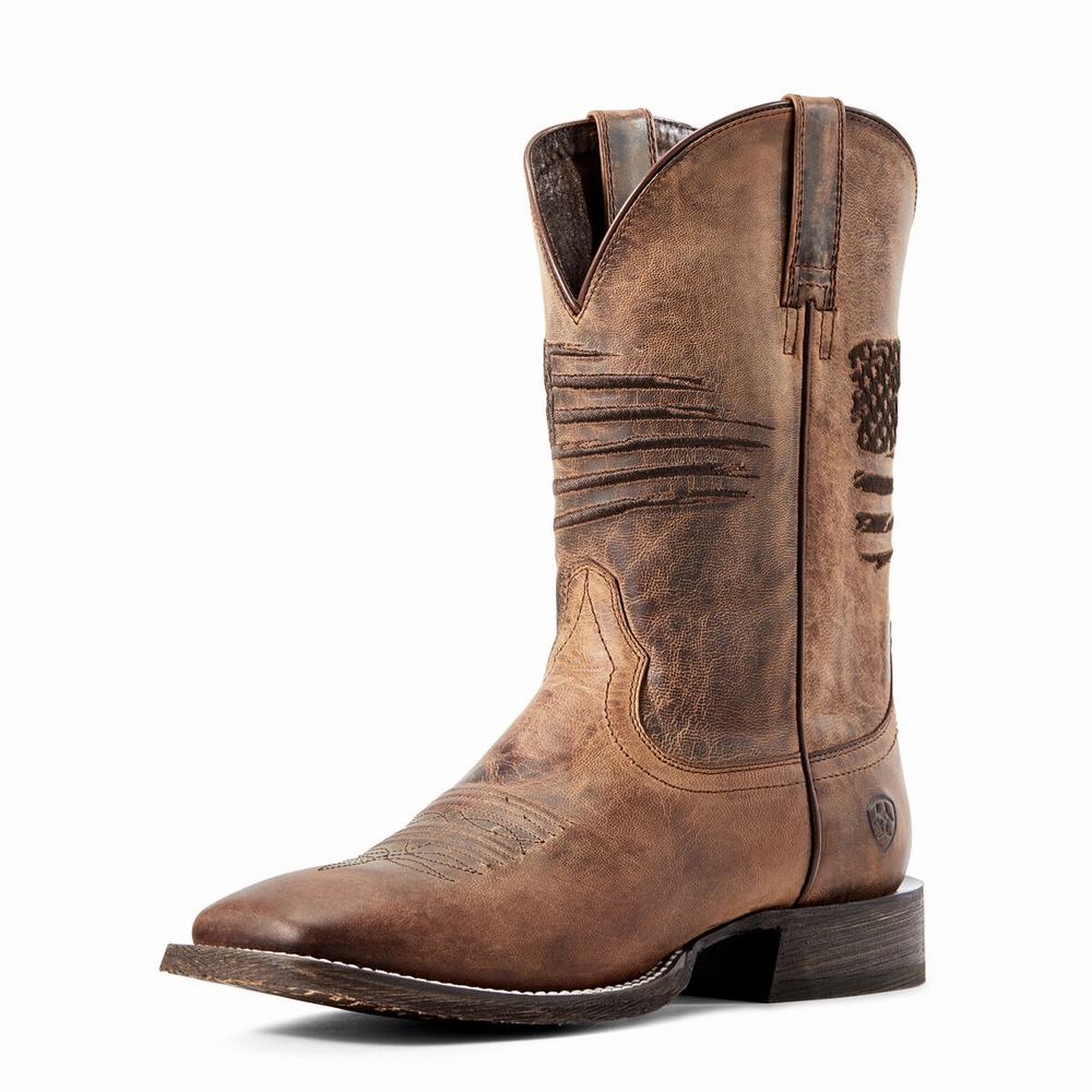 Brown Men\'s Ariat Circuit Patriot Western Boots | 3495-WUEOD