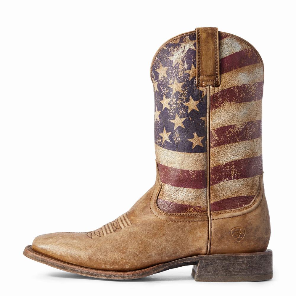 Brown Men's Ariat Circuit Proud Western Boots | 3206-MUFKT