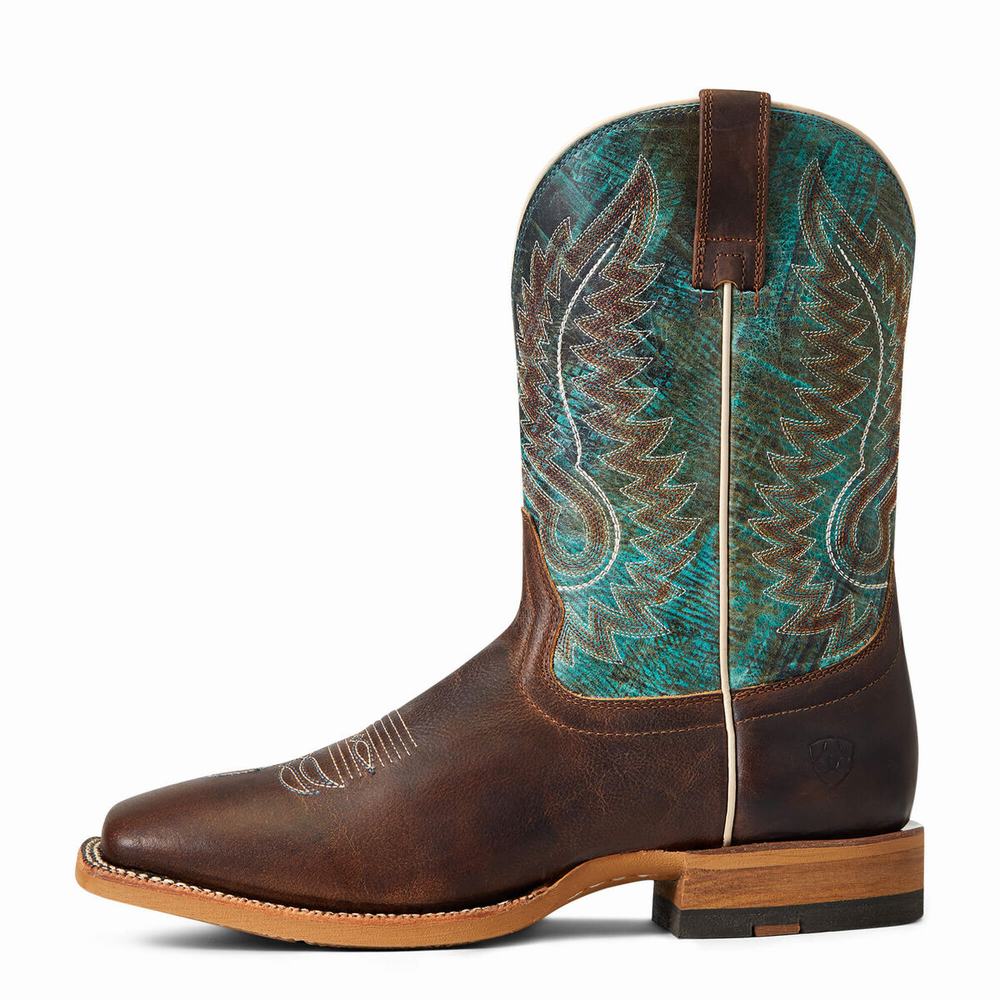 Brown Men's Ariat Cow Camp Western Boots | 4570-BPNZH