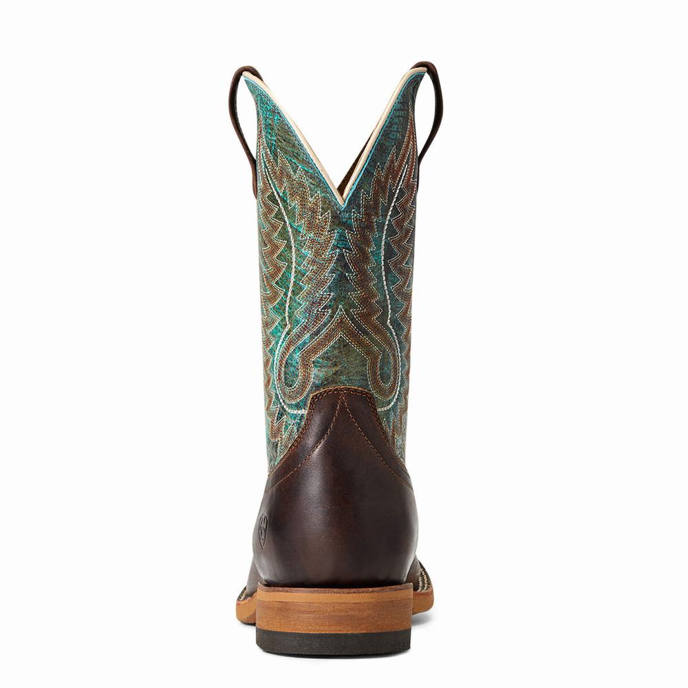 Brown Men's Ariat Cow Camp Western Boots | 4570-BPNZH