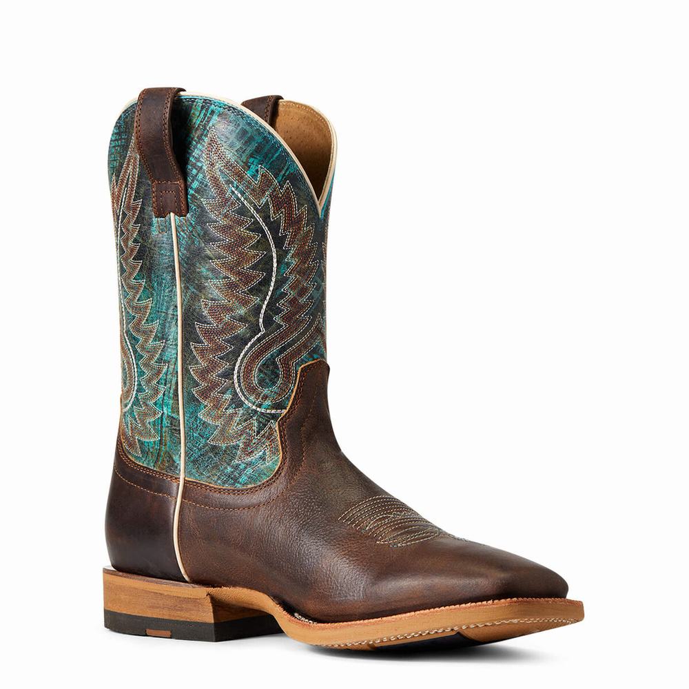 Brown Men's Ariat Cow Camp Western Boots | 4570-BPNZH