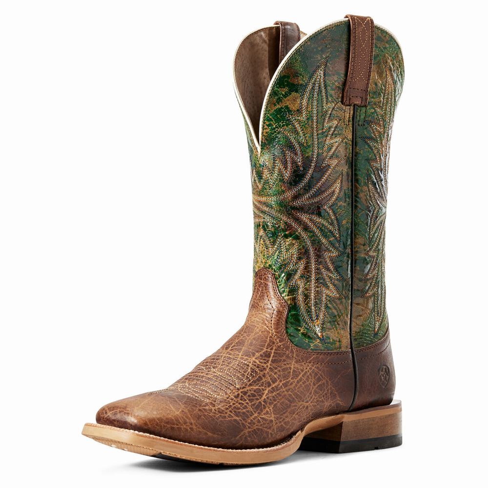 Brown Men\'s Ariat Cowhand Western Boots | 6293-JQEDY