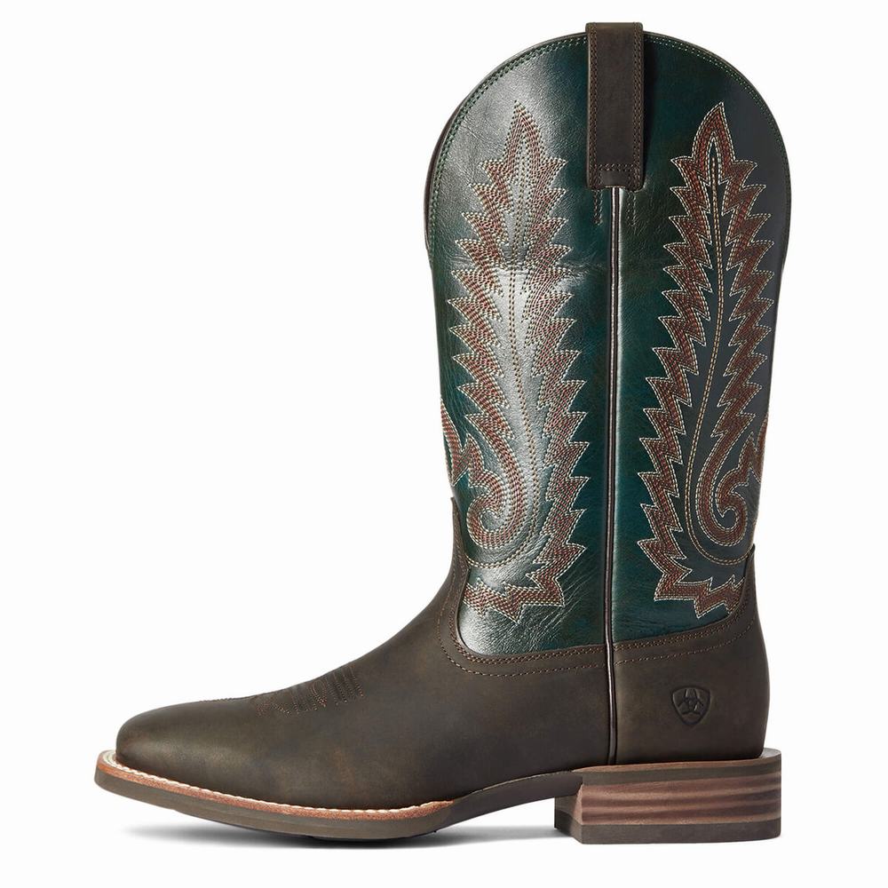 Brown Men's Ariat Creston Western Boots | 8160-TFZWI