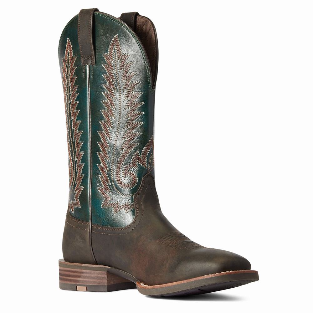 Brown Men's Ariat Creston Western Boots | 8160-TFZWI