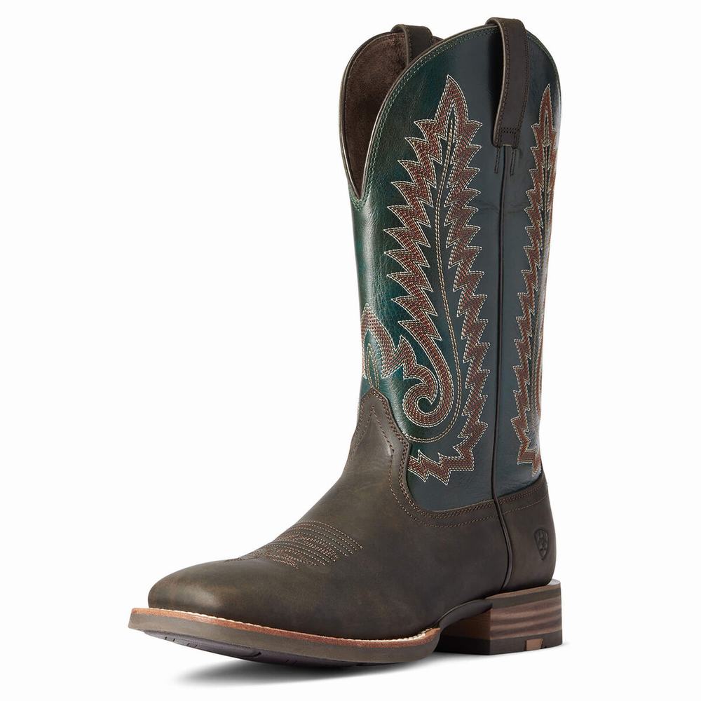 Brown Men\'s Ariat Creston Western Boots | 8160-TFZWI