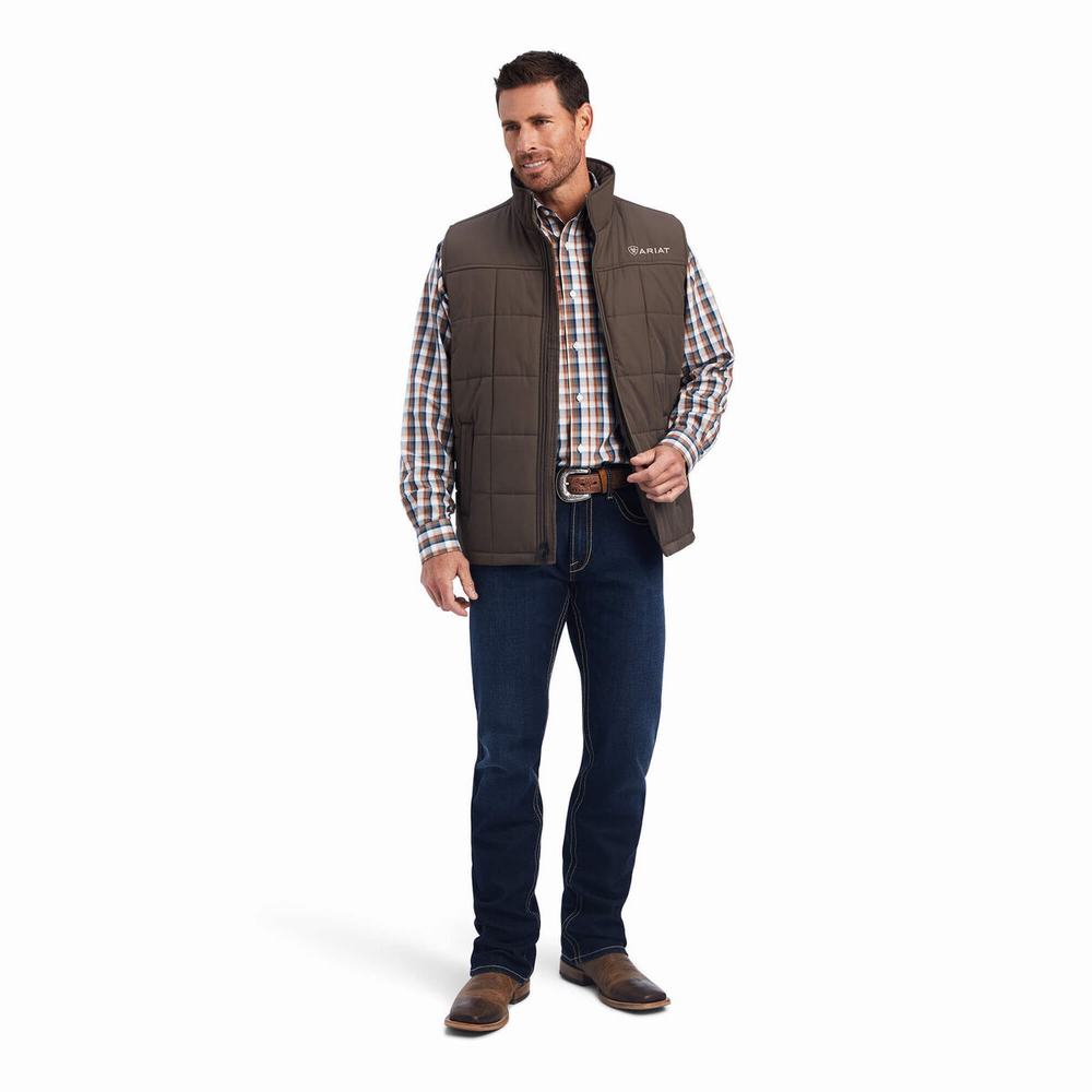 Brown Men's Ariat Crius Insulated Jackets | 3627-BAOEQ