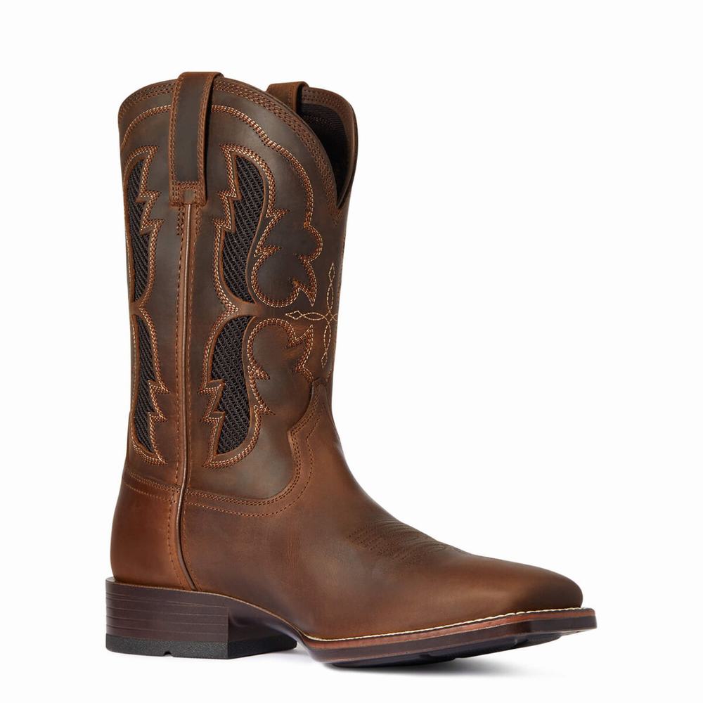 Brown Men's Ariat Dash VentTEK Ultra Western Boots | 3746-QCHOD