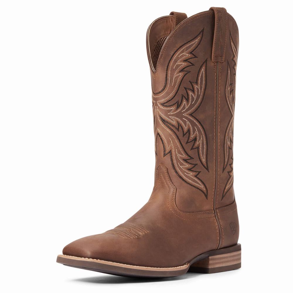 Brown Men\'s Ariat Everlite Fast Time Western Boots | 2670-LMGZX