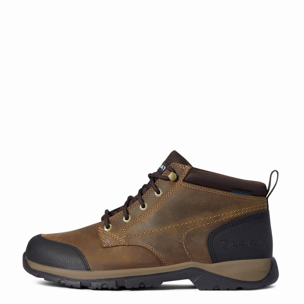 Brown Men's Ariat Farmland Waterproof Hiking Boots | 7521-ZVHUG