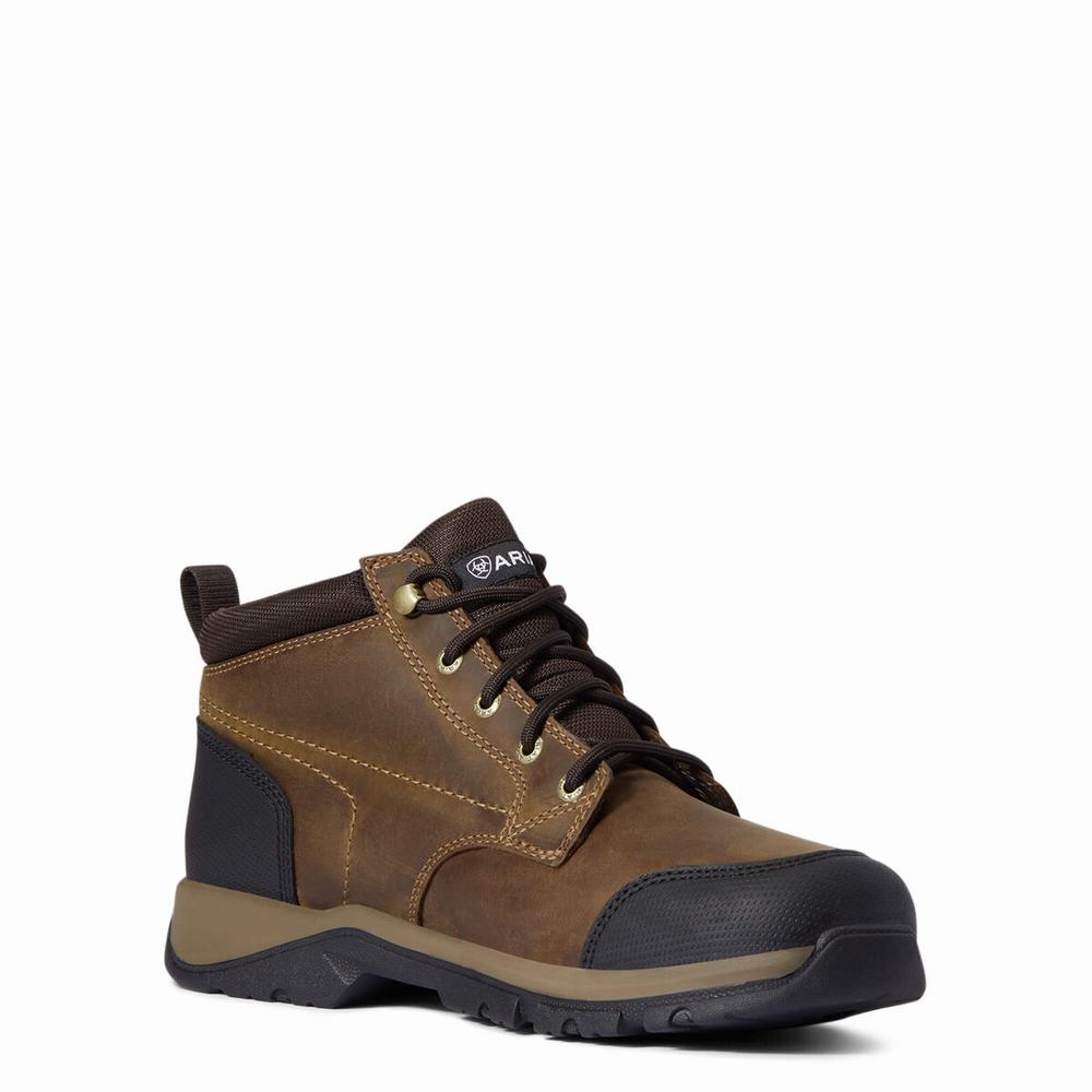 Brown Men's Ariat Farmland Waterproof Hiking Boots | 7521-ZVHUG