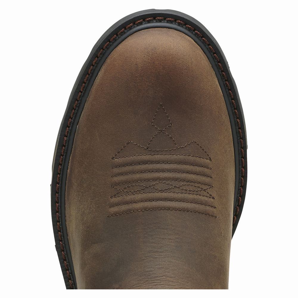 Brown Men's Ariat Groundbreaker Work Boots | 9304-CVSZE