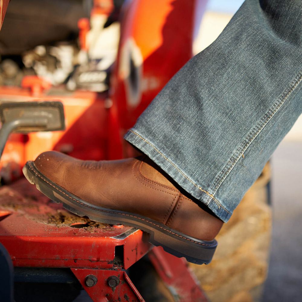 Brown Men's Ariat Groundbreaker Work Boots | 9304-CVSZE