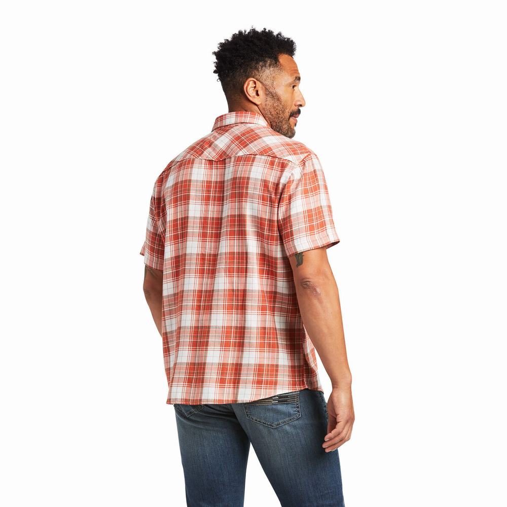 Brown Men's Ariat Harley Retro Fit Shirts | 7128-BDNKQ