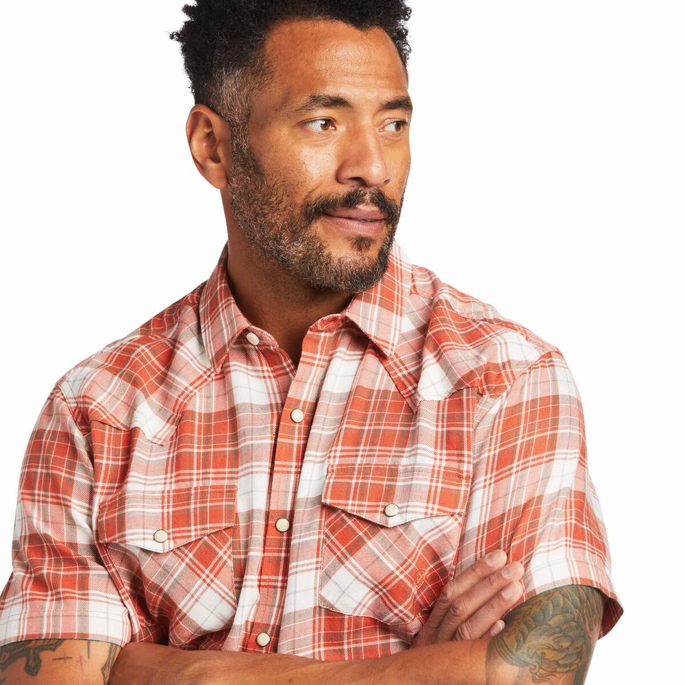 Brown Men's Ariat Harley Retro Fit Shirts | 7128-BDNKQ