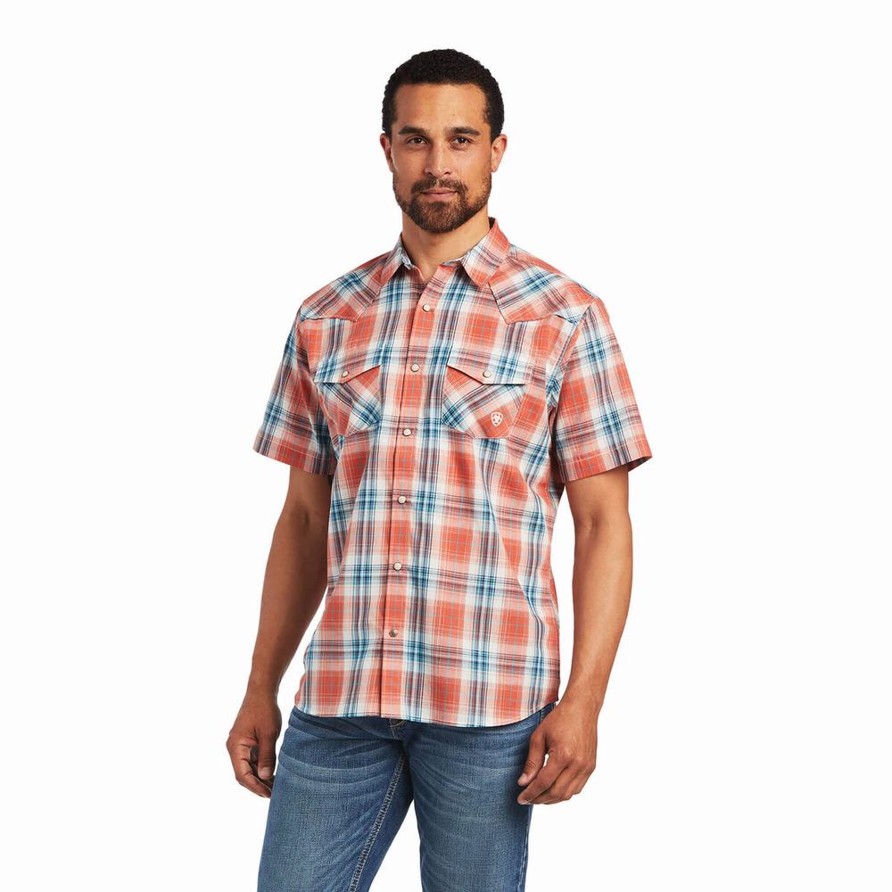 Brown Men\'s Ariat Hawk Retro Fit Shirts | 9681-SVEXC