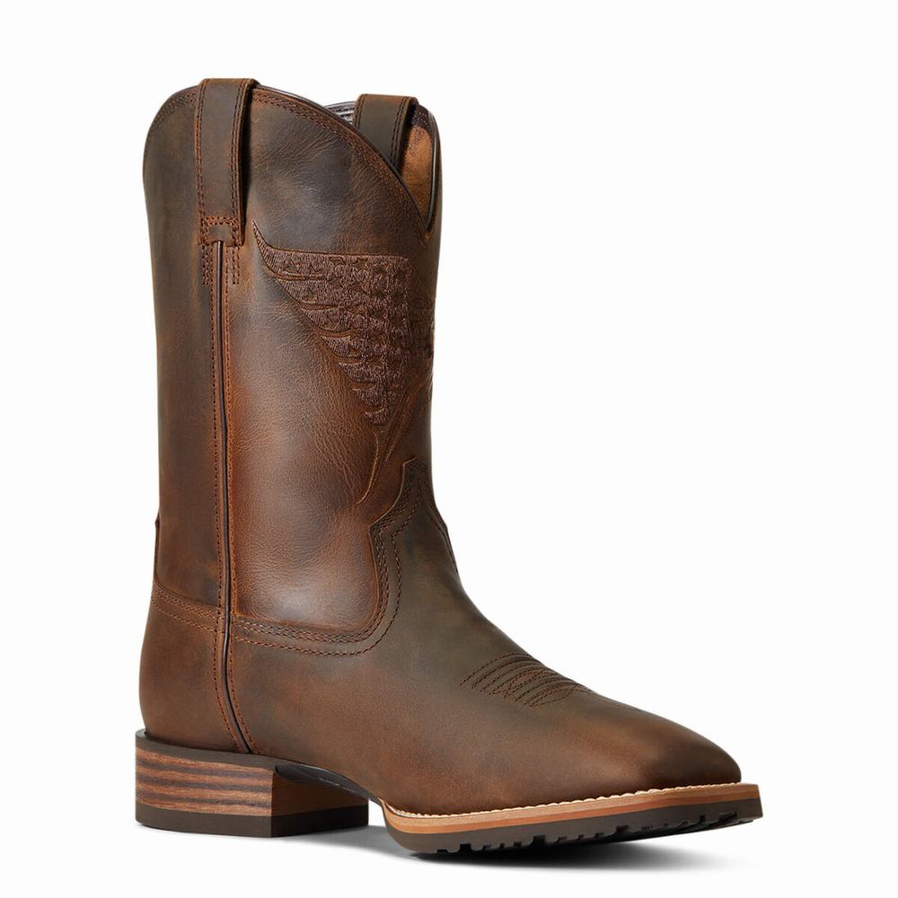 Brown Men's Ariat Hybrid Fly High Western Boots | 3087-PJZND