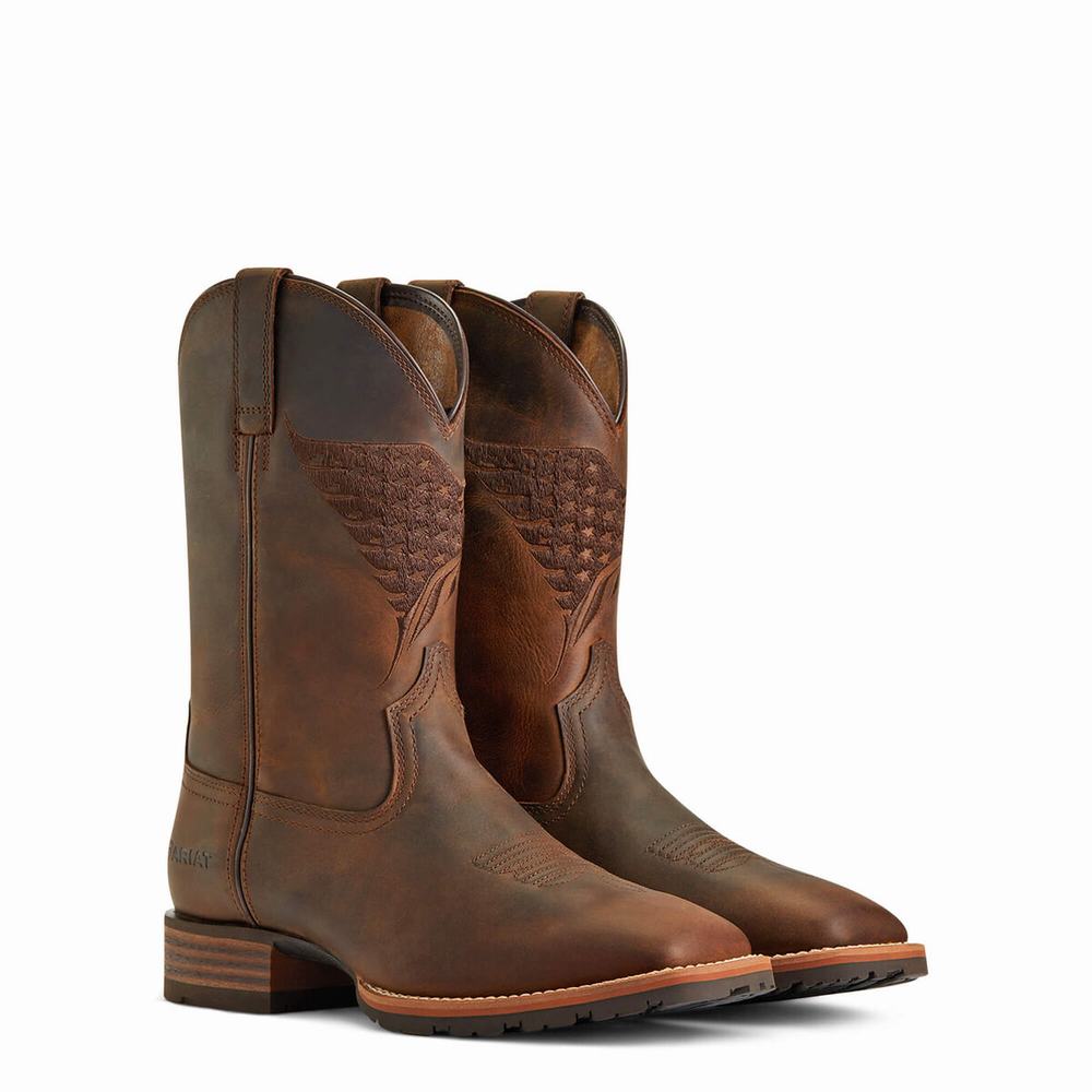 Brown Men's Ariat Hybrid Fly High Western Boots | 3087-PJZND