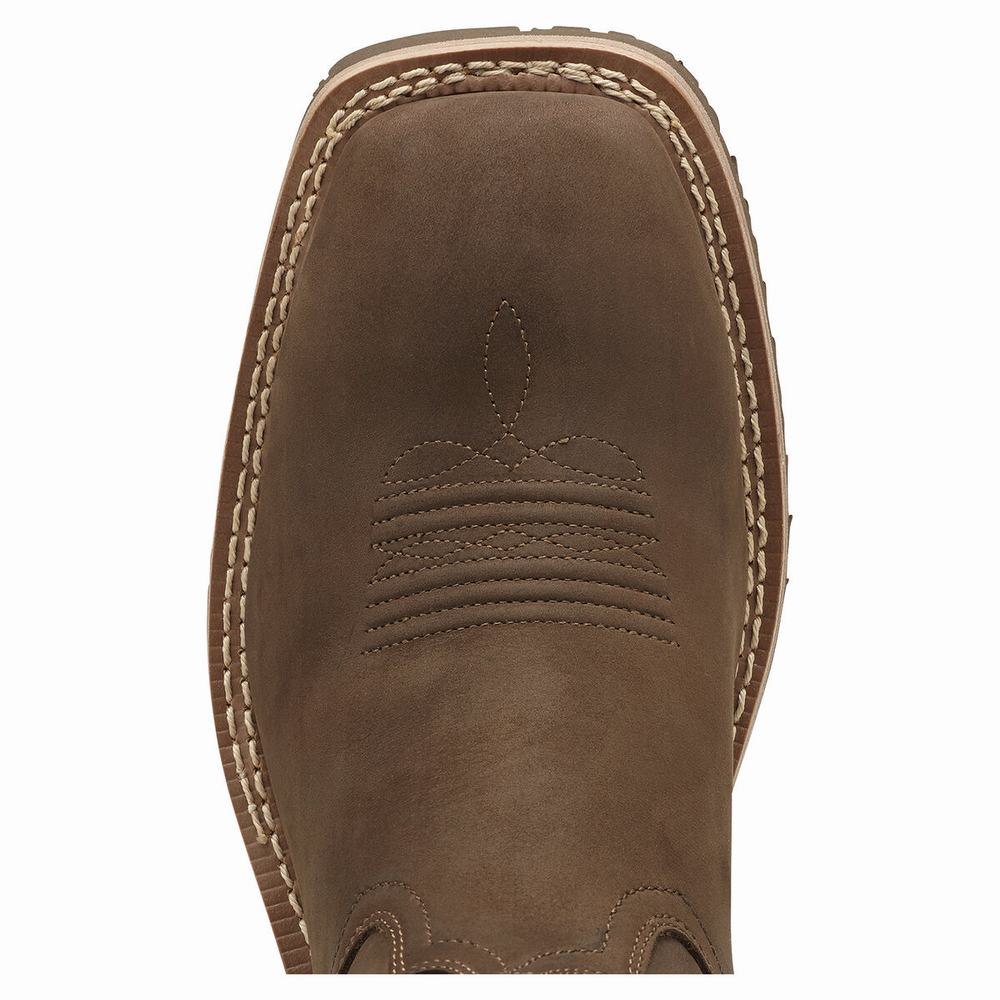 Brown Men's Ariat Hybrid Rancher Waterproof Waterproof Boots | 8342-NOLDU