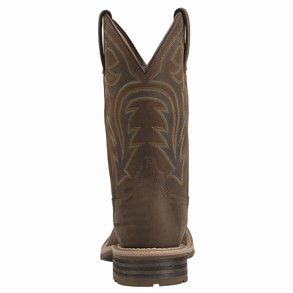 Brown Men's Ariat Hybrid Rancher Waterproof Waterproof Boots | 8342-NOLDU