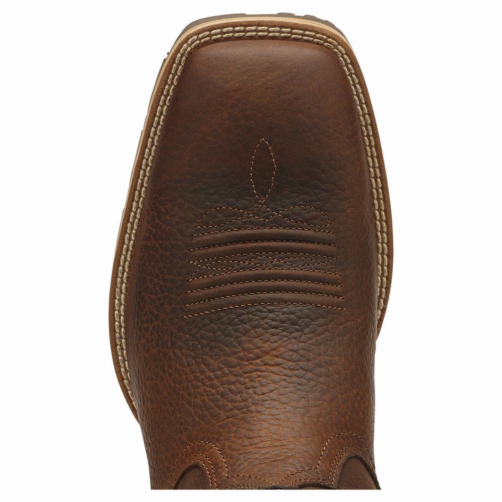 Brown Men's Ariat Hybrid Rancher Western Boots | 7518-TVKJG