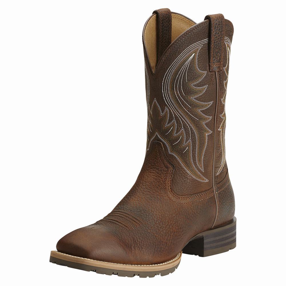 Brown Men\'s Ariat Hybrid Rancher Western Boots | 7518-TVKJG