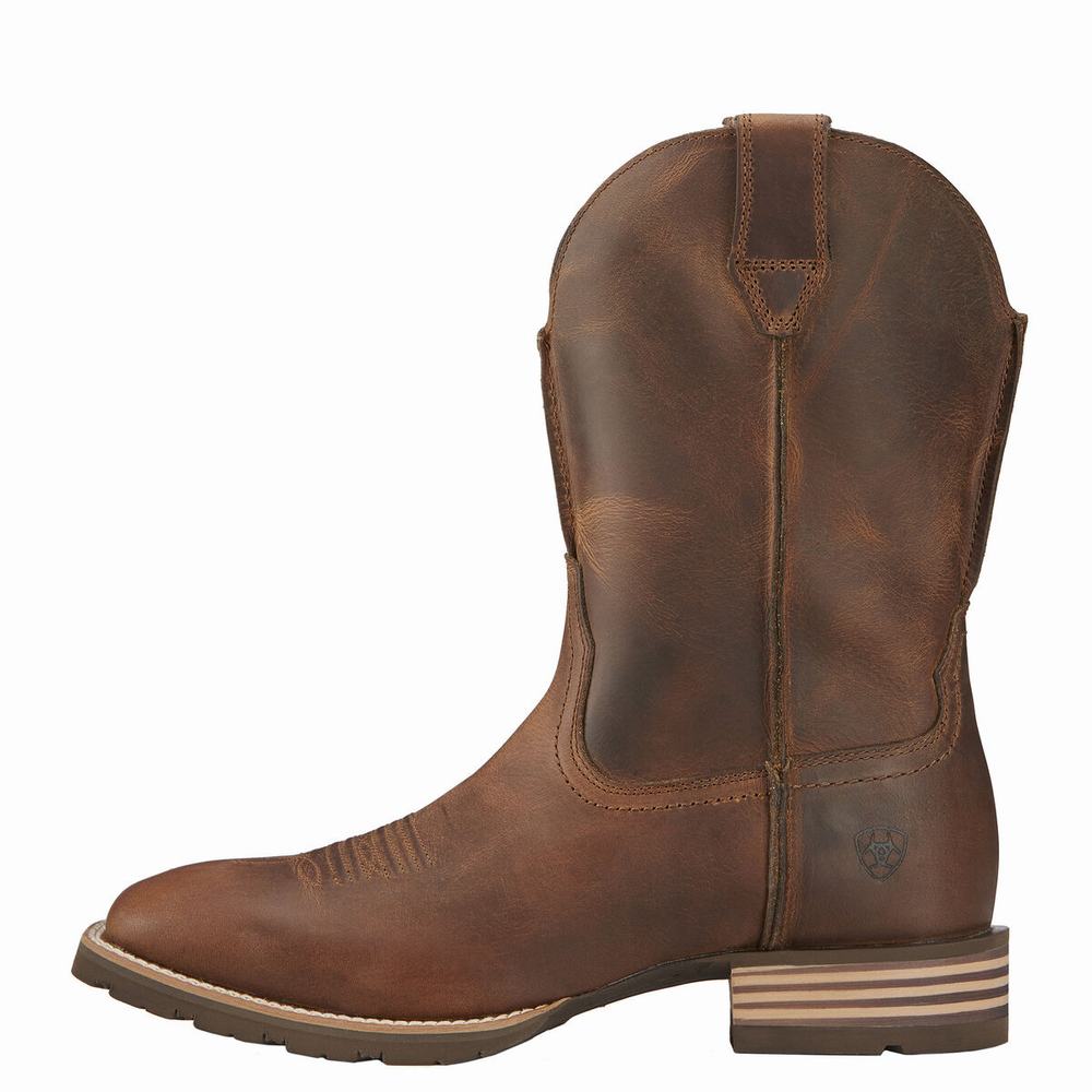 Brown Men's Ariat Hybrid Street Side Western Boots | 7018-SKVFJ