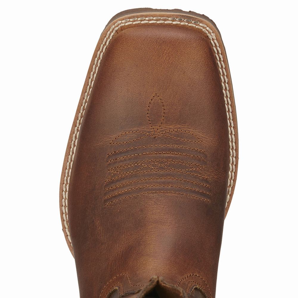 Brown Men's Ariat Hybrid Street Side Western Boots | 7018-SKVFJ