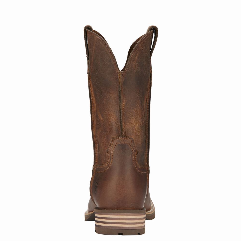 Brown Men's Ariat Hybrid Street Side Western Boots | 7018-SKVFJ