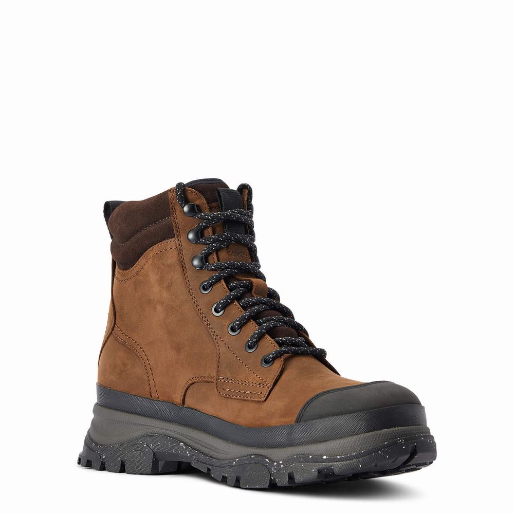 Brown Men's Ariat Moresby Waterproof Hiking Boots | 9086-TEVUR