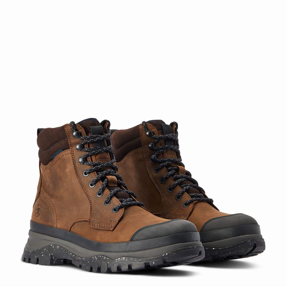 Brown Men's Ariat Moresby Waterproof Hiking Boots | 9086-TEVUR