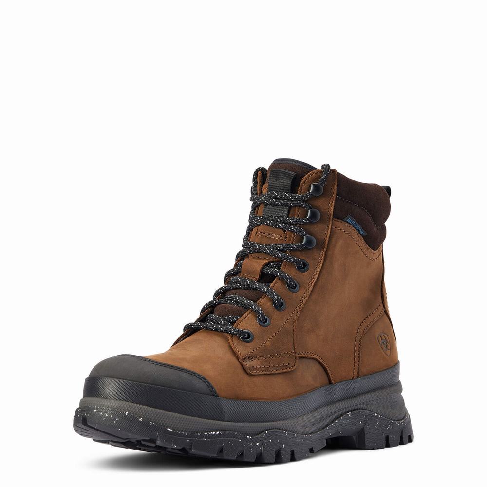 Brown Men\'s Ariat Moresby Waterproof Hiking Boots | 9086-TEVUR