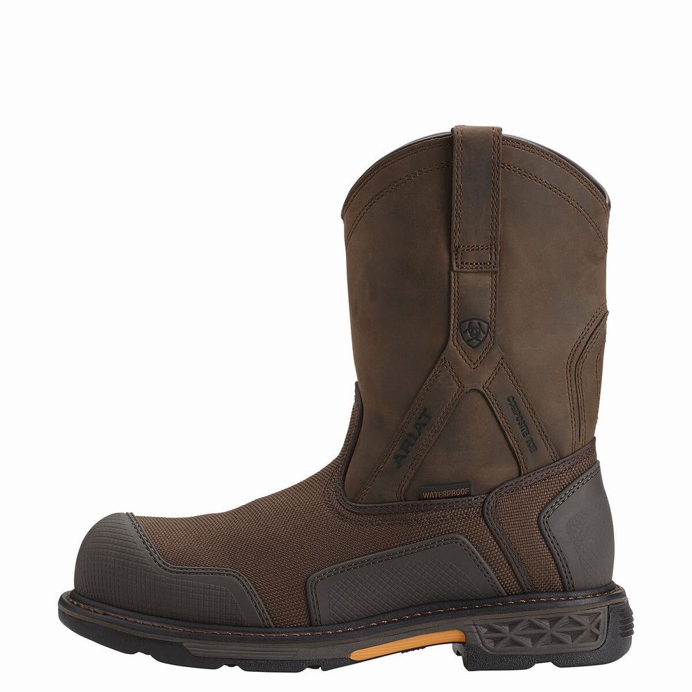 Brown Men's Ariat OverDrive XTR Waterproof Composite Toe Waterproof Boots | 5327-MYPTJ