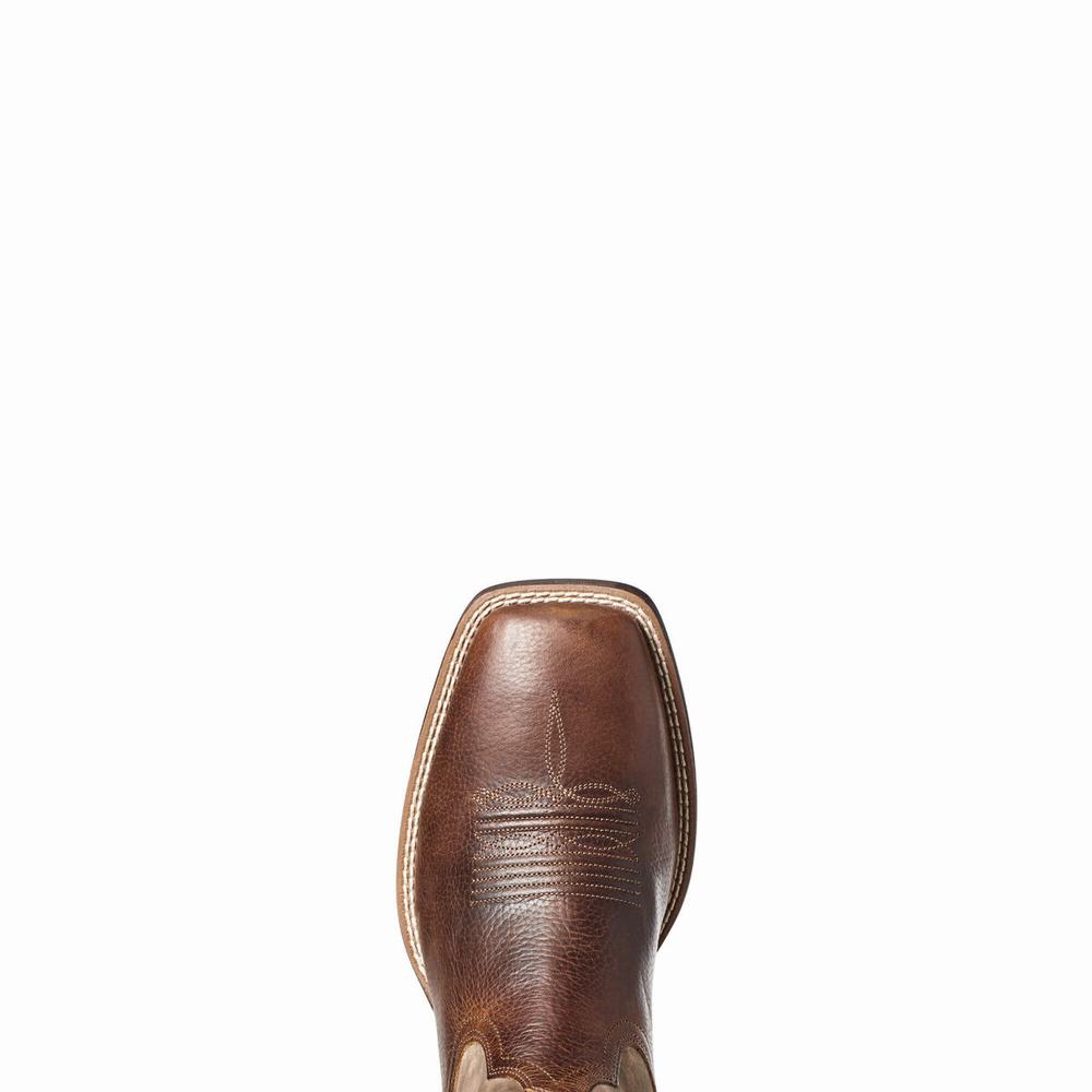 Brown Men's Ariat Qualifier Western Boots | 7013-EMQJH