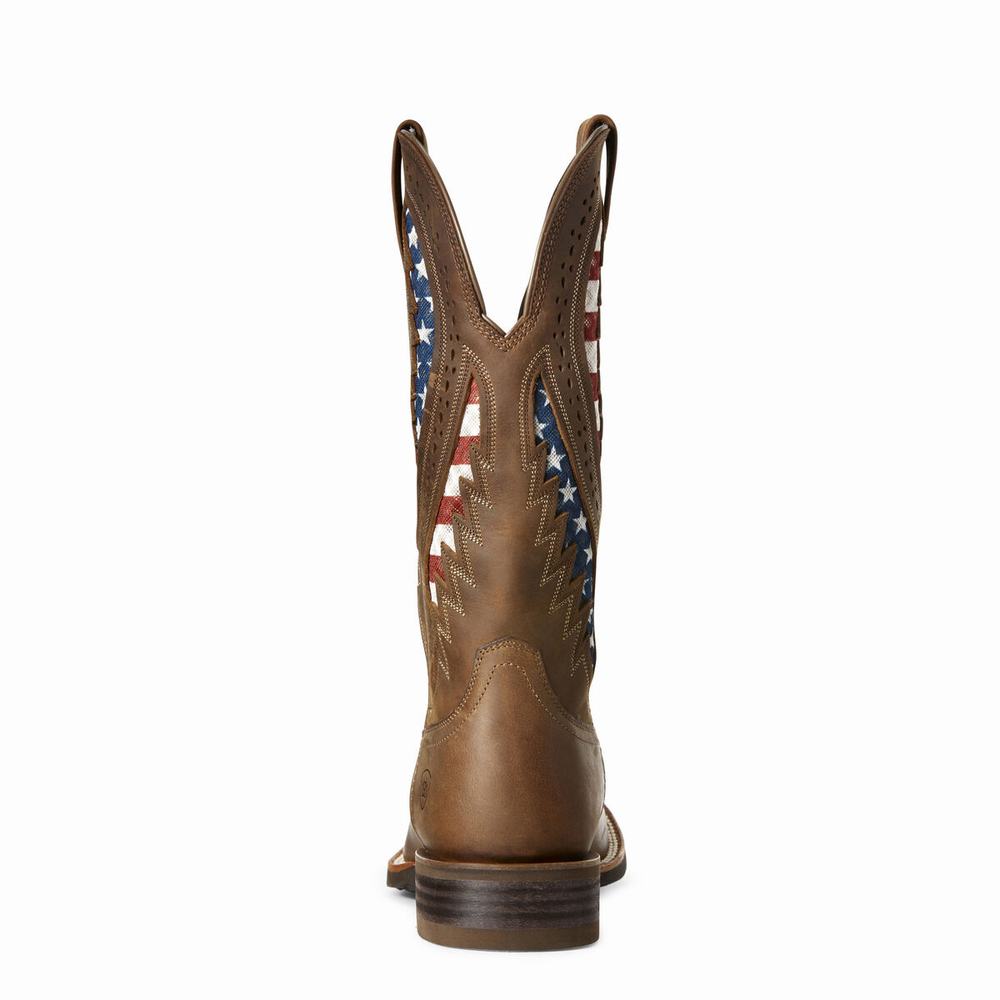 Brown Men's Ariat Quickdraw VentTEK Western Boots | 9861-UVAXE