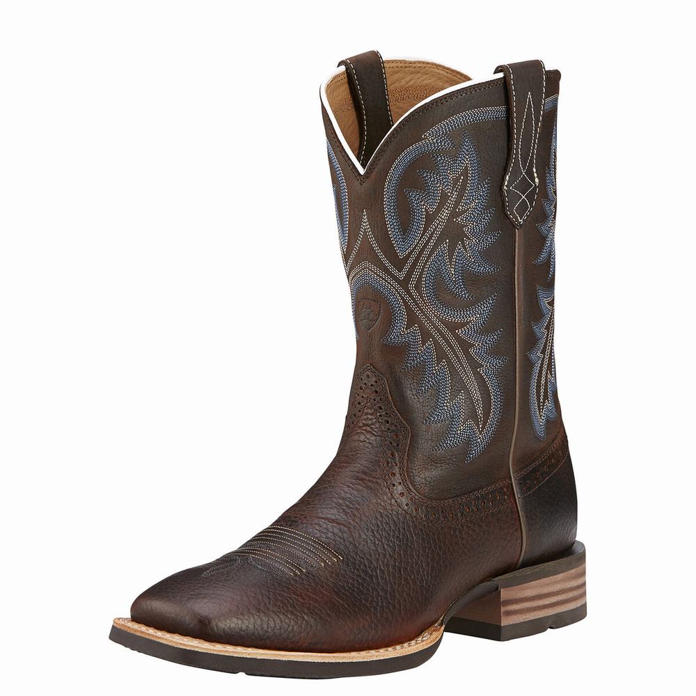 Brown Men\'s Ariat Quickdraw Western Boots | 3057-YMUJR