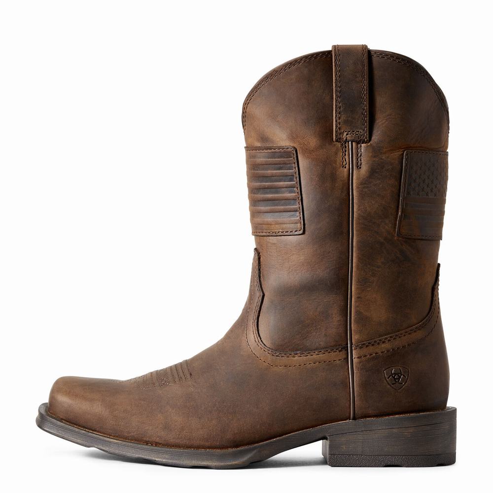 Brown Men's Ariat Rambler Patriot Dress Boots | 2086-QSBKM