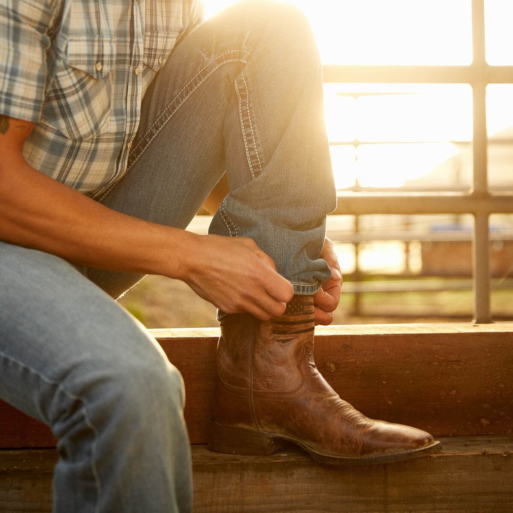 Brown Men's Ariat Rambler Patriot Dress Boots | 2086-QSBKM