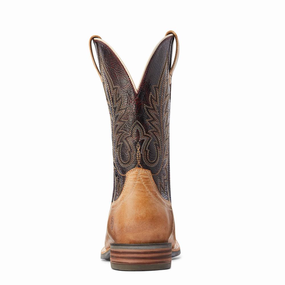 Brown Men's Ariat Ridin High Western Boots | 6284-JSNXT