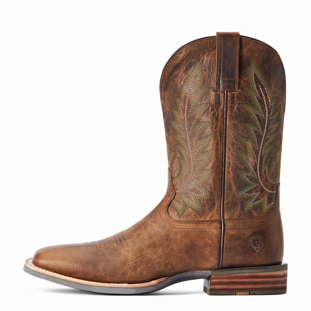 Brown Men's Ariat Ridin High Western Boots | 9348-JKUXT