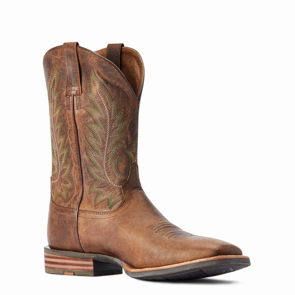 Brown Men's Ariat Ridin High Western Boots | 9348-JKUXT