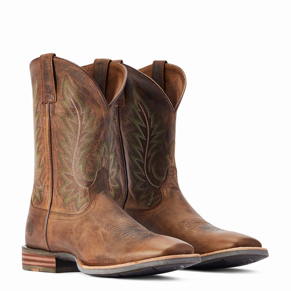 Brown Men's Ariat Ridin High Western Boots | 9348-JKUXT