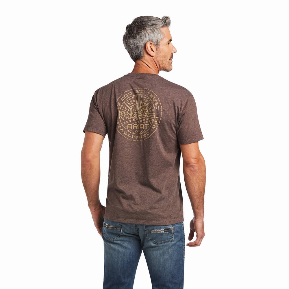 Brown Men's Ariat SOD Polo Shirts | 4302-PKOID