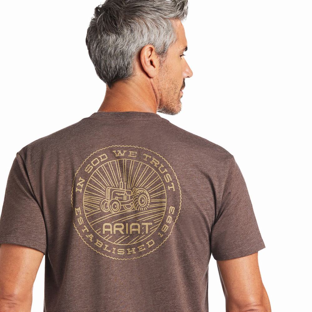 Brown Men's Ariat SOD Polo Shirts | 4302-PKOID