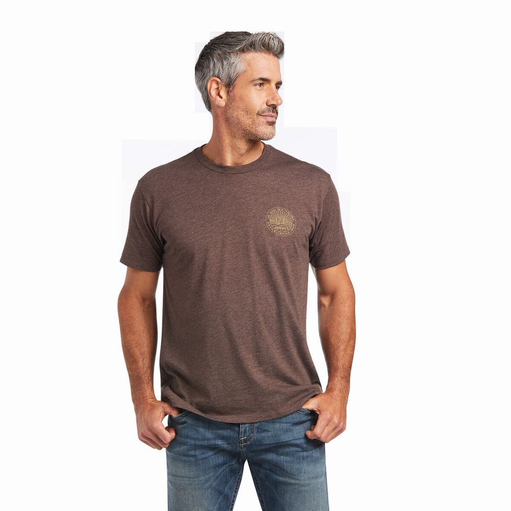 Brown Men\'s Ariat SOD Polo Shirts | 4302-PKOID