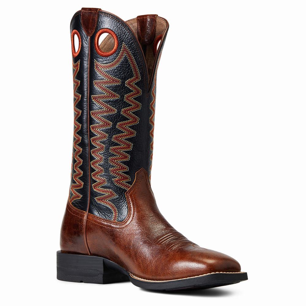 Brown Men's Ariat Sidepass Western Boots | 5943-YMKNA