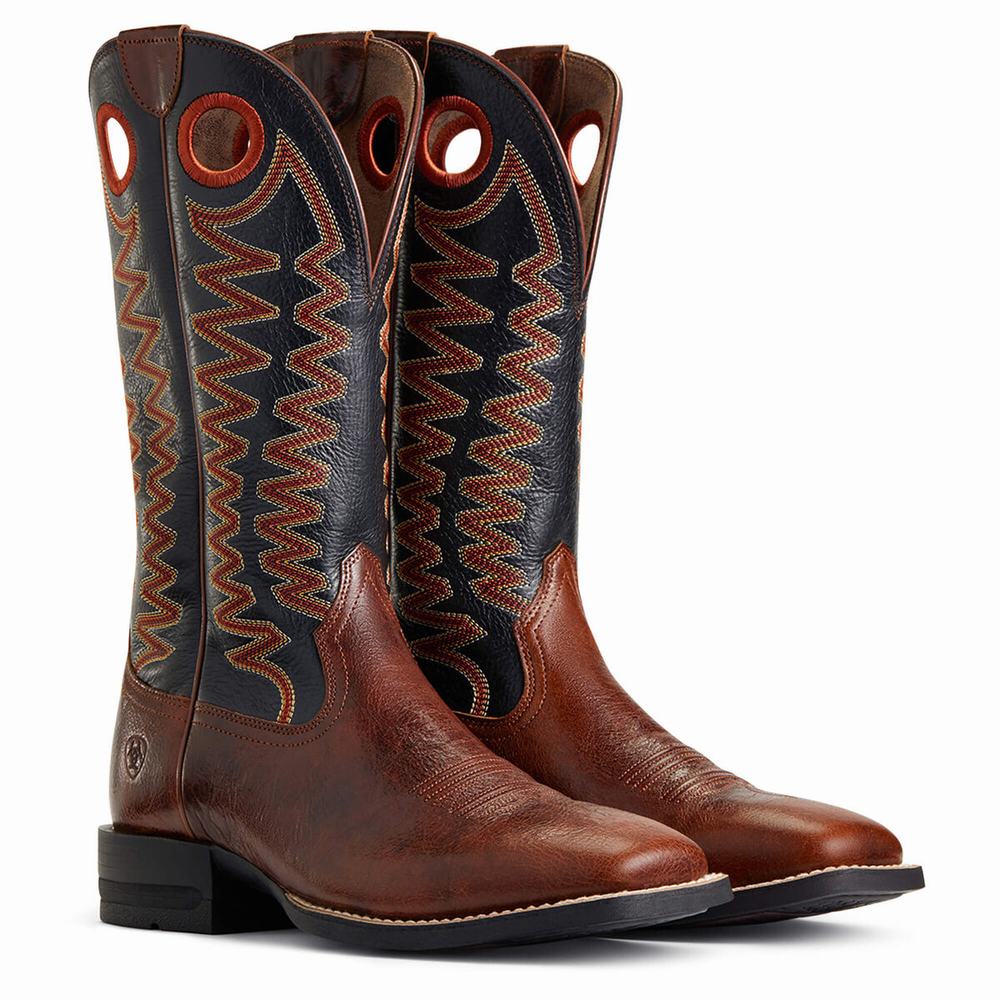 Brown Men's Ariat Sidepass Western Boots | 5943-YMKNA