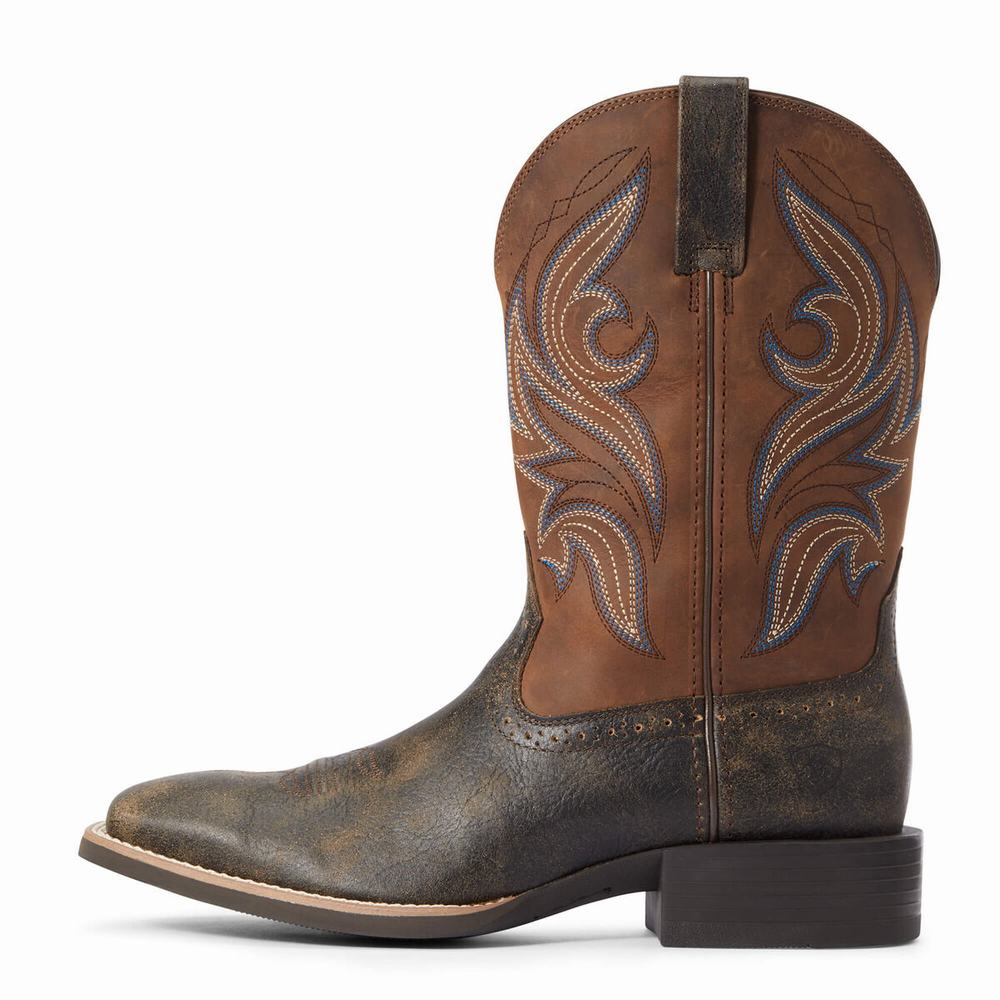 Brown Men's Ariat Sport Knockout Western Boots | 2489-TBJCN